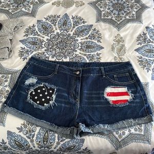 American Flag Denim Shorts